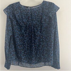 Parker Blouse Women Medium bishop long sleeves ruffled front bout neck